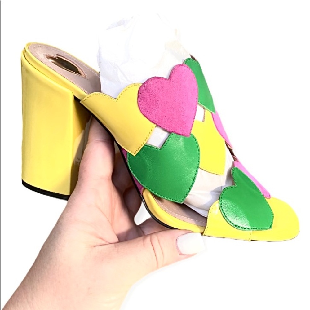 Escada Heart Colorful Sandal Heels NEW
